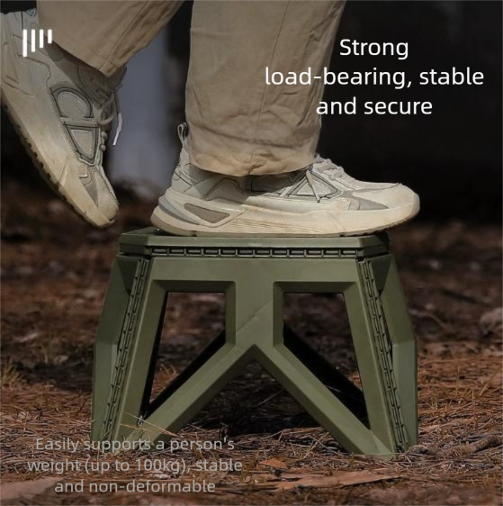 Army Green Portable Folding Stool - Compact Lightweight Plastic Step Stool for Camping, Fishing, Kids, and Home Use - Image 3