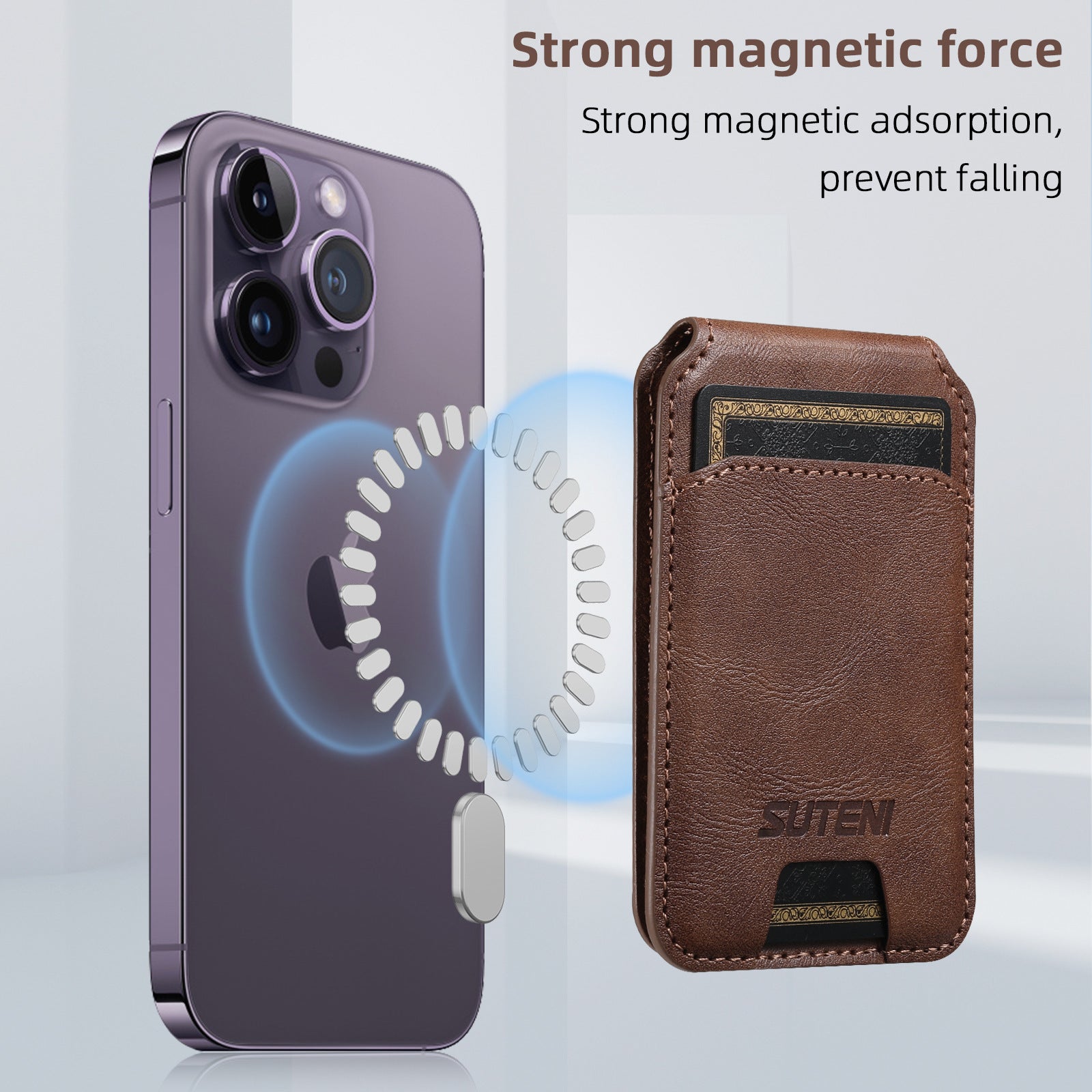 Navy Blue Slim Magnetic Wallet with Kickstand for MagSafe - PU Leather Card Holder - Image 2