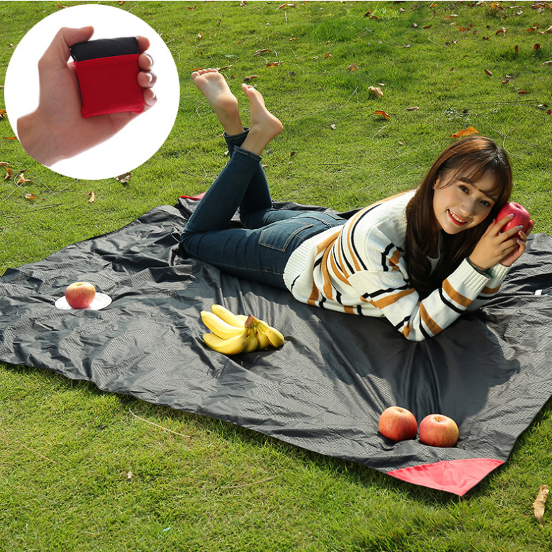 Red (110*150cm) Compact Pocket Picnic Blanket - Waterproof & Sand-Proof Mat for Beach, Camping & Hiking - Image 3
