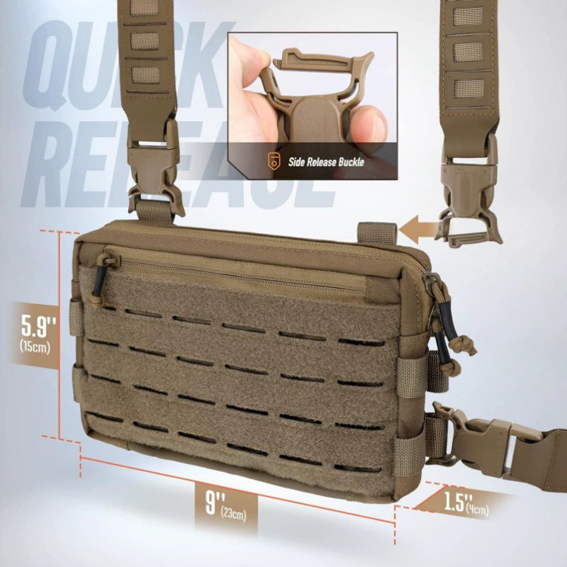 Green Minimalist Tactical Chest Rig - Lightweight Recon Pouch with Laser-Cut MOLLE & Quick-Release Buckles - Image 2