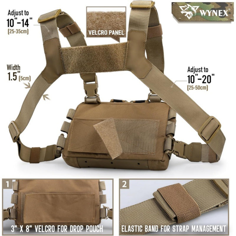 Green Minimalist Tactical Chest Rig - Lightweight Recon Pouch with Laser-Cut MOLLE & Quick-Release Buckles - Image 4