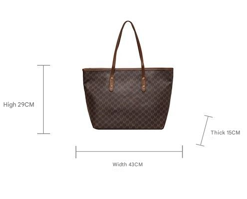 Coffee Chic Monogram Print Tote Bag - Large Capacity Shoulder Handbag for Work & Commuting - Image 2