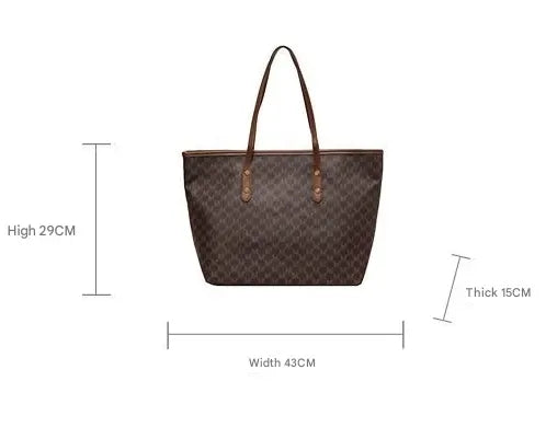 Black Chic Monogram Print Tote Bag - Large Capacity Shoulder Handbag for Work & Commuting - Image 2