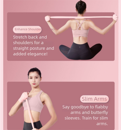 Pink Thickened 2m [60 lbs] Yoga & Fitness Resistance Stretch Bands (Set of 2) for Full-Body Workout & Flexibility Training - Image 2