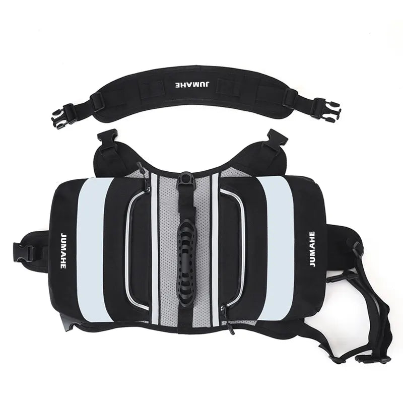 Black Saddle Bag Dog Backpack - Adjustable Harness Pack for Hiking, Camping & Travel with Medium to Large Dogs