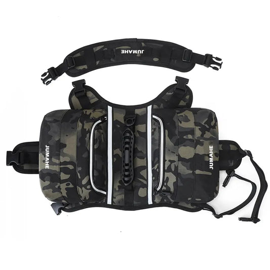 Camuflaje Saddle Bag Dog Backpack - Adjustable Harness Pack for Hiking, Camping & Travel with Medium to Large Dogs