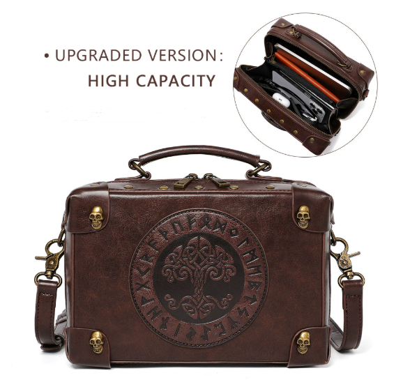 Retro Steampunk Satchel Bag with Decorative Clock & Gears - Gothic Crossbody Purse - Image 2