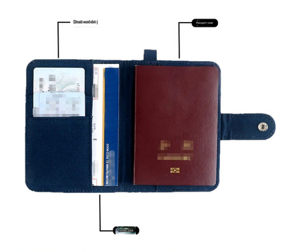 White DIY Canvas Passport Holder with 4 Random Patches - Customizable Travel Document Wallet - Image 2