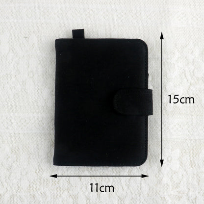 Black DIY Canvas Passport Holder with 4 Random Patches - Customizable Travel Document Wallet