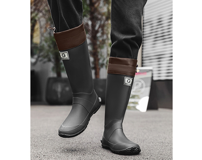 37# Black Foldable Knee-High Rain Boots - Packable Waterproof Non-Slip Wellies for Travel & Festivals - Image 3