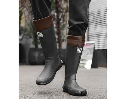 43# Black Foldable Knee-High Rain Boots - Packable Waterproof Non-Slip Wellies for Travel & Festivals - Image 3