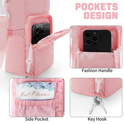 Black Protective Crossbody Water Bottle Holder with Pockets, Fits 40oz Stanley Tumbler - Image 3