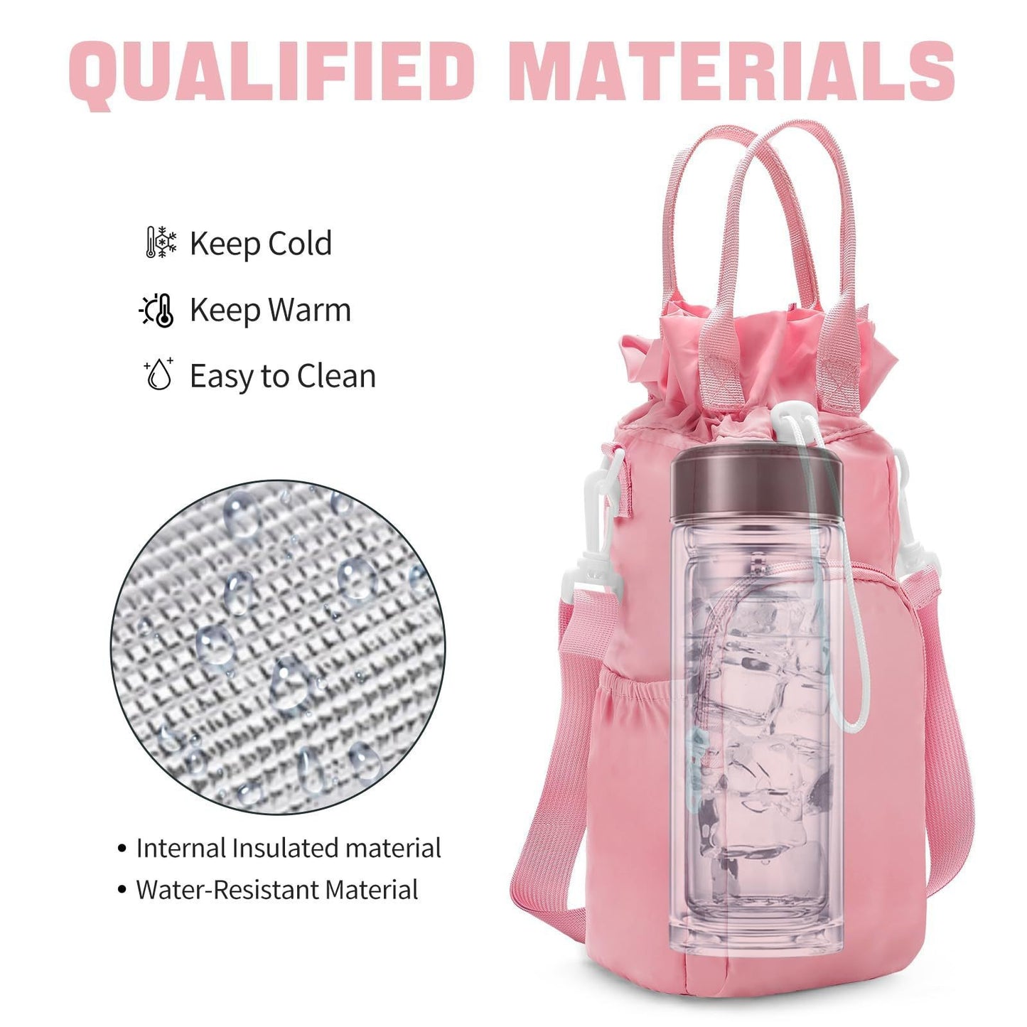 Black Protective Crossbody Water Bottle Holder with Pockets, Fits 40oz Stanley Tumbler - Image 4