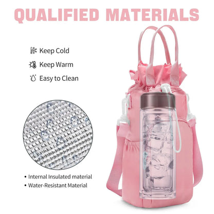 Black Protective Crossbody Water Bottle Holder with Pockets, Fits 40oz Stanley Tumbler - Image 4