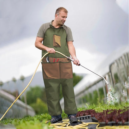 Brown Pocket Heavy-Duty Gardening Apron with Adjustable Straps and Multi-Pocket Design - Image 4