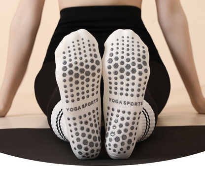 Black (3-Pack) Unisex Striped Non-Slip Grip Socks - Cotton Crew Socks for Yoga, Pilates & Home Workouts - Image 2