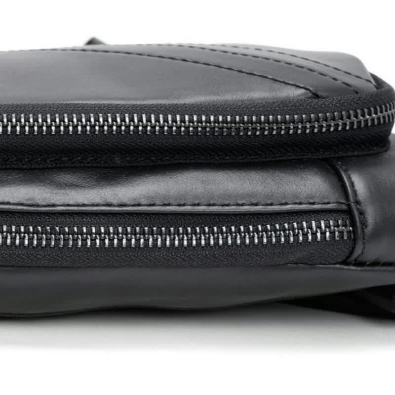 Brown Men's Leather Sling Backpack - Casual Crossbody Chest Bag - Image 4