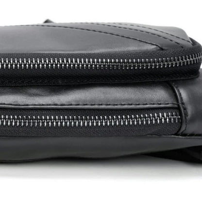 Brown Men's Leather Sling Backpack - Casual Crossbody Chest Bag - Image 4