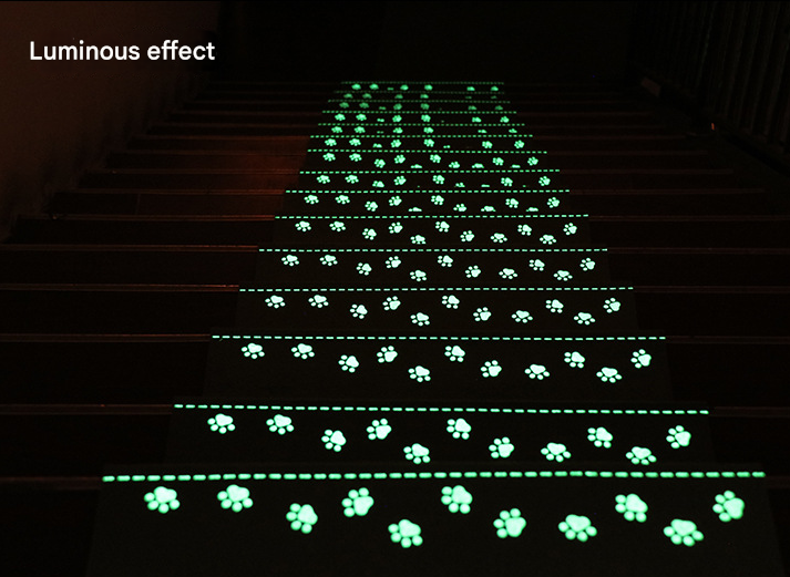 3-Pack Brown Non-Slip Luminous Stair Treads - Self-Adhesive Pet Paw Print Stair Mats 55x22x4.5cm - Image 3