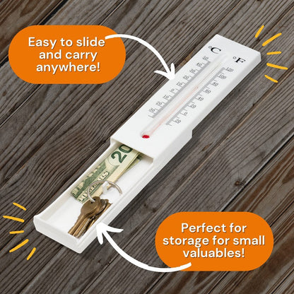 2-Pack Outdoor Fake Thermometer Diversion Safe - Hidden Key, Money, Medicine Hiding Box - Image 2