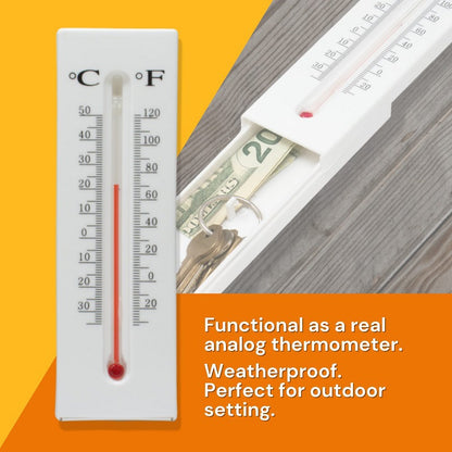 2-Pack Outdoor Fake Thermometer Diversion Safe - Hidden Key, Money, Medicine Hiding Box - Image 3