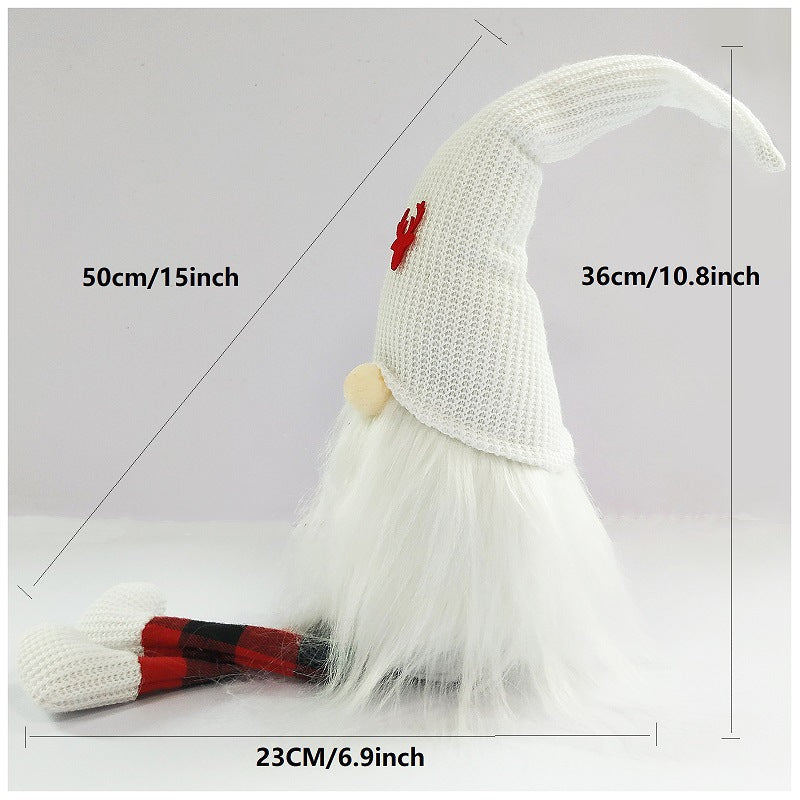 2-Pack Christmas Gnome Decorations - Red & White Long Leg Faceless Santa Elf Plush Ornaments - Image 2