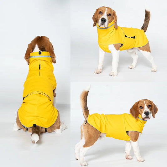 M Dark Blue All-Season Pet Raincoat - Waterproof & Dustproof High-Collar Dog Windbreaker for Spring - Image 2