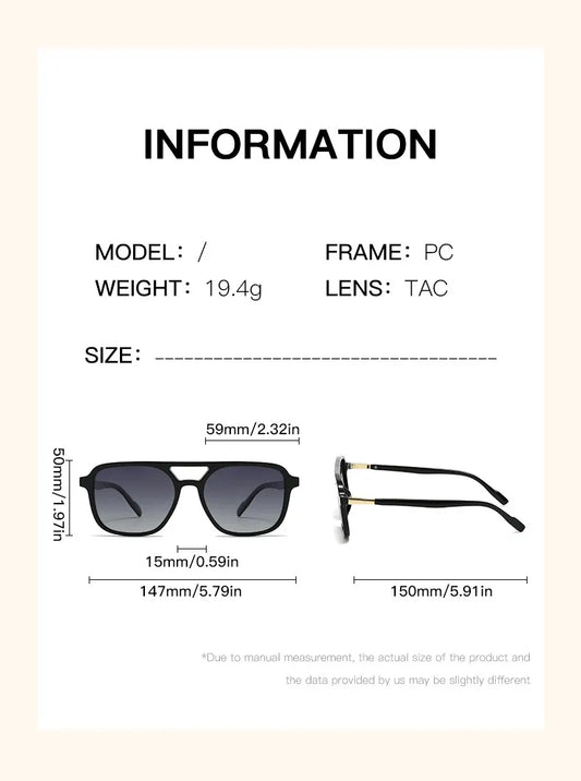 Black Retro Double Bridge Square Frame Polarized Sunglasses - Driving Sun Protection Eyewear - Image 2