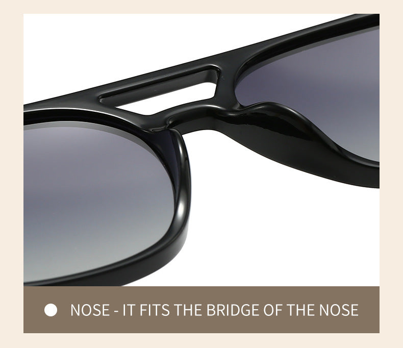 Black Frame with Translucent Pink Retro Double Bridge Square Frame Polarized Sunglasses - Driving Sun Protection Eyewear - Image 5