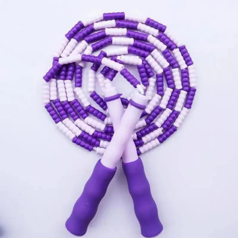 10 Pcs Purple Soft Beaded Jump Ropes, Tangle-Free Beaded Jump Rope - Adjustable Segmented Skipping Rope for Kids & Adults Fitness