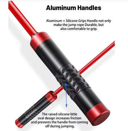 Red Weighted Jump Rope for Workout Fitness - Thick 9mm Cable for Intense Fitness, Strength & Cardio Workout - Image 3