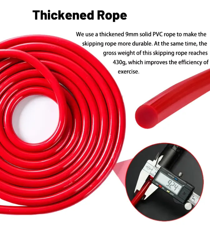 Red Weighted Jump Rope for Workout Fitness - Thick 9mm Cable for Intense Fitness, Strength & Cardio Workout - Image 5