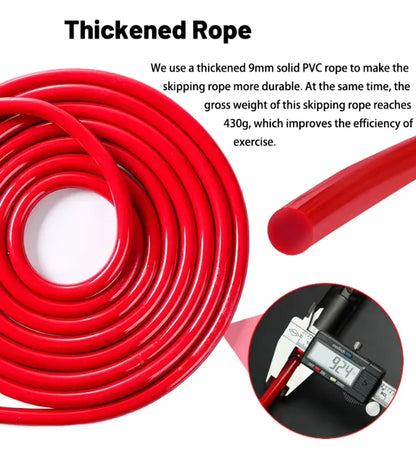 Red Weighted Jump Rope for Workout Fitness - Thick 9mm Cable for Intense Fitness, Strength & Cardio Workout - Image 5