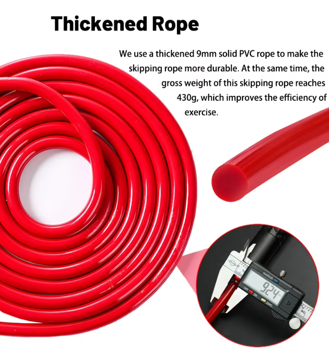 Blue Weighted Jump Rope for Workout Fitness - Thick 9mm Cable for Intense Fitness, Strength & Cardio Workout - Image 5