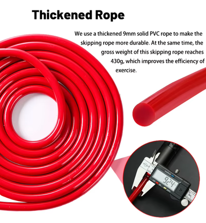 Black Weighted Jump Rope for Workout Fitness - Thick 9mm Cable for Intense Fitness, Strength & Cardio Workout - Image 5