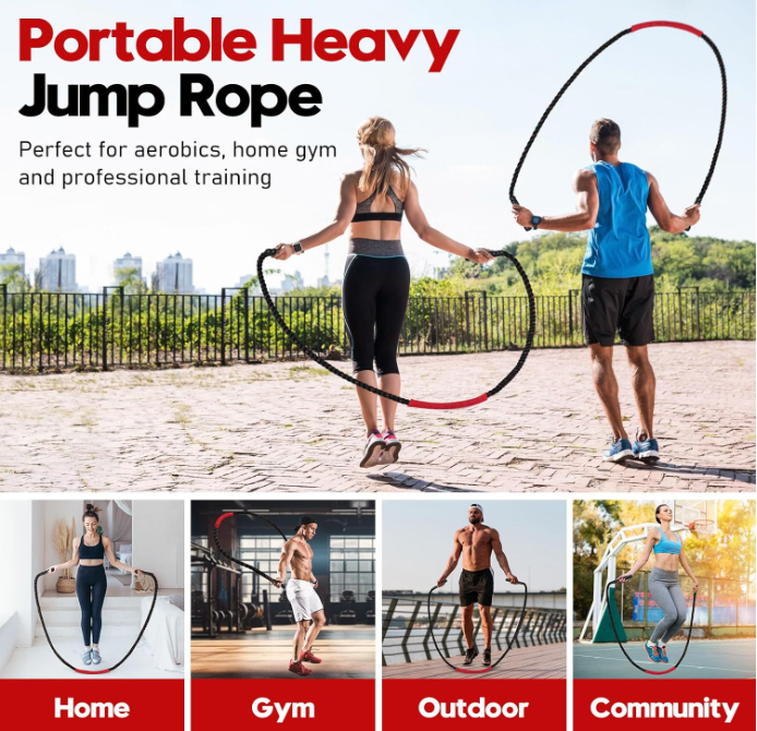 Black-red Heavy Duty Battle Rope for Jumping (25mm) - Intense Full-Body Workout for Core Strength & Muscle Training - Image 3