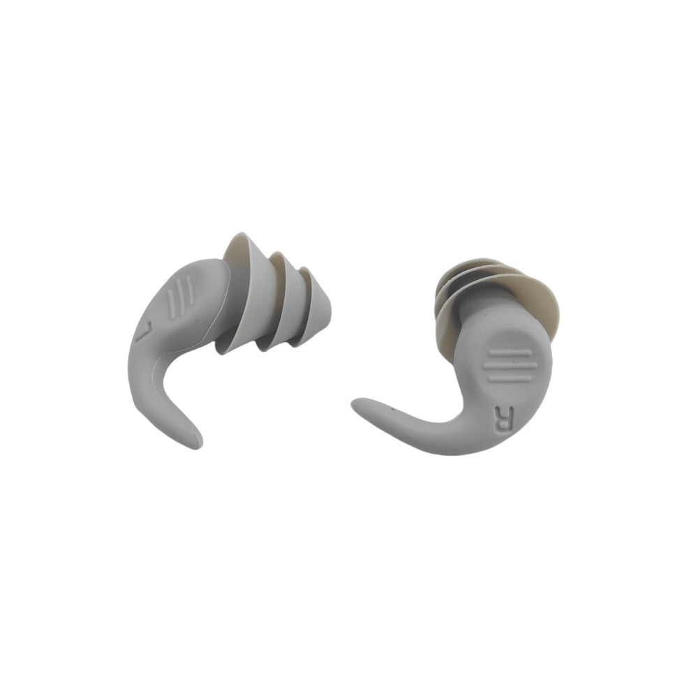 Grey 5-Pair Set Ergonomic Silicone Earplugs - Waterproof for Swimming, Reusable for Noise Cancelling Sleep