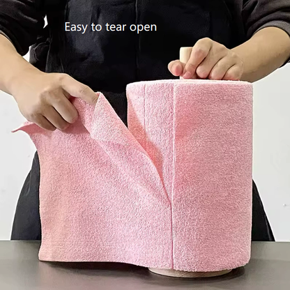 Green 4-Roll Pack, 80 Sheets Reusable Tear-Off Microfiber Cleaning Cloths - Non-Stick Oil & Absorbent Kitchen Wipes - Image 3