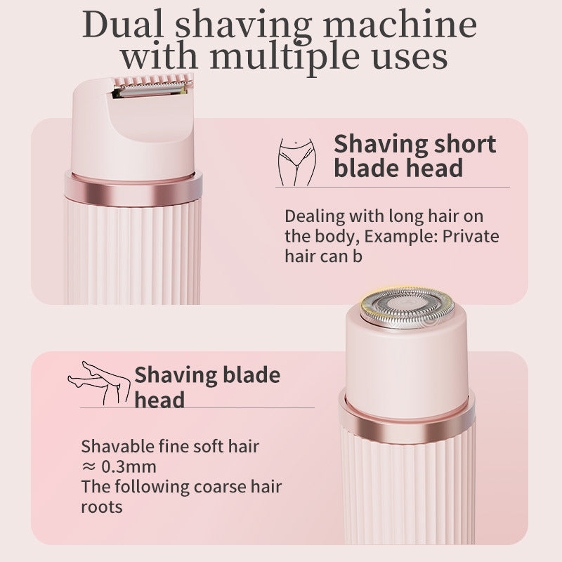 Pink Rechargeable 2-in-1 Electric Shaver for Women - Dual-Head Bikini Trimmer & Body Hair Remover - Image 4