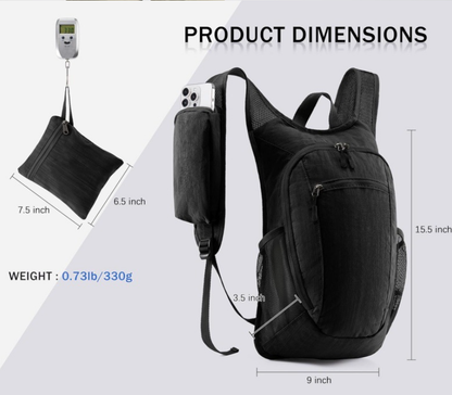 Grey Ultra-Lightweight Packable Backpack (10L) - Foldable Daypack for Travel, Hiking & Sports - Image 2