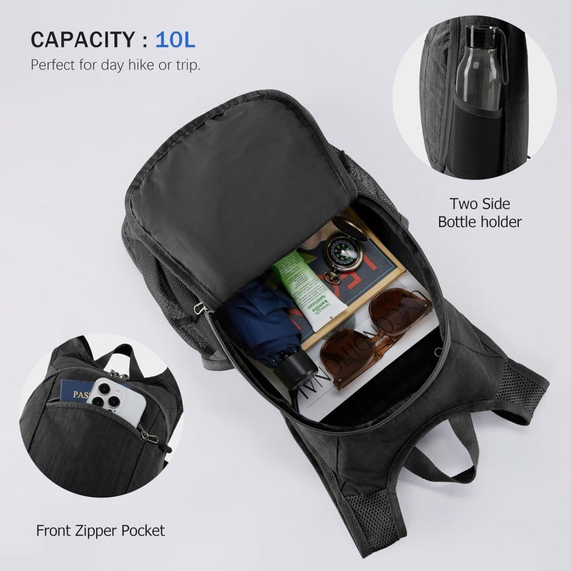 Grey Ultra-Lightweight Packable Backpack (10L) - Foldable Daypack for Travel, Hiking & Sports - Image 3