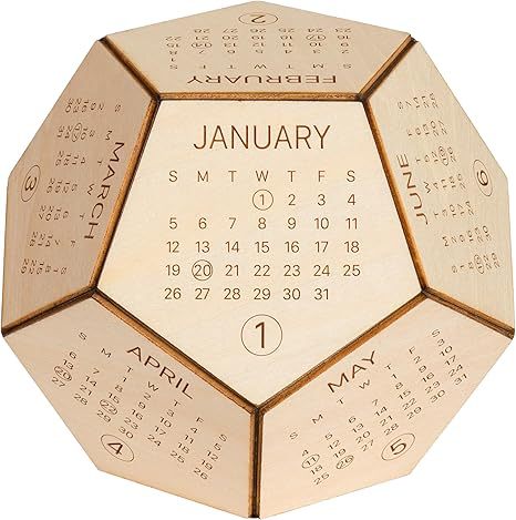 Unique Geometric Wooden Perpetual Desk Calendar - Manual DIY Block Calendar for Home & Office - Image 2