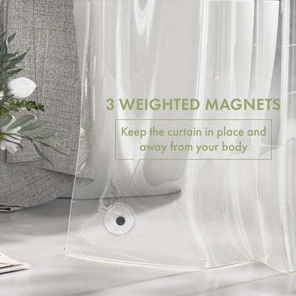 Heavy-Duty Clear PEVA Shower Curtain Liner with 3 Magnets - Waterproof & Easy-Clean Bathroom Liner with Hooks - Image 3