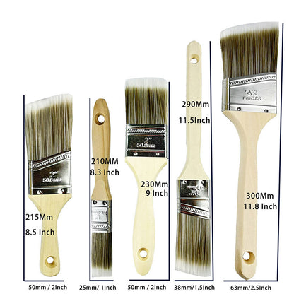 Professional 5-Piece Paint Brush Set - Includes Angled & Flat Brushes for a Perfect Finish on Walls & Trim - Image 2