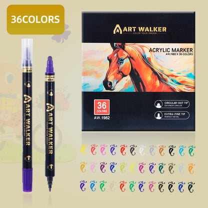 36-Colour Dual Tip Acrylic Paint Pens - Quick-Dry Waterproof Markers for Kids' Art & Crafts, Rock Painting