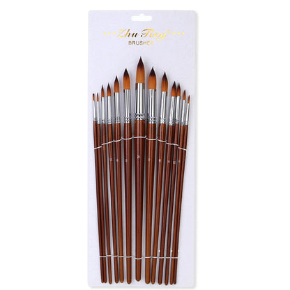 Professional 13-Piece Artist Brush Set - Flat & Filbert Nylon Bristles for Acrylic, Oil & Watercolor - Image 3