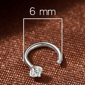 6mm  (4-Pair Set) Minimalist C-Shaped Hoop Earrings with CZ Studs - S999 Sterling Silver - Image 4