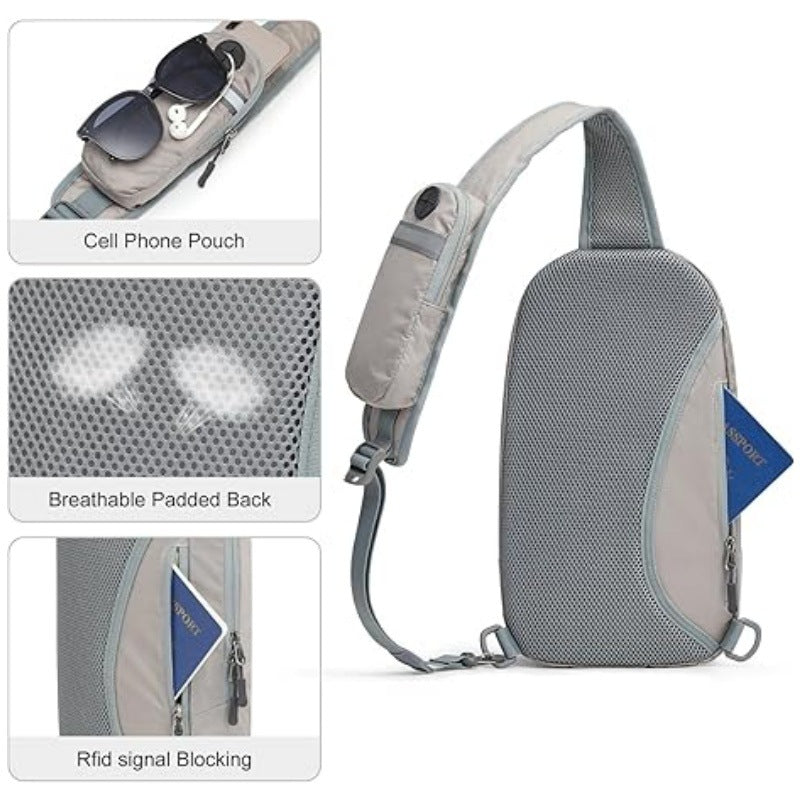 Grey Lightweight Crossbody Sling Bag - Versatile Chest Daypack for Hiking, Travel & Daily Use - Image 3