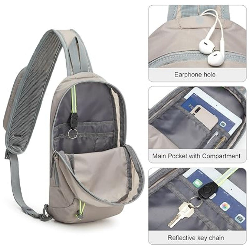 Grey Lightweight Crossbody Sling Bag - Versatile Chest Daypack for Hiking, Travel & Daily Use - Image 4