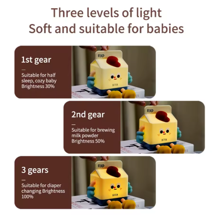 Adorable Milk Carton LED Night Light - USB Rechargeable Silicone Lamp with Tap Control, Timer & 3 Brightness Levels - Image 4